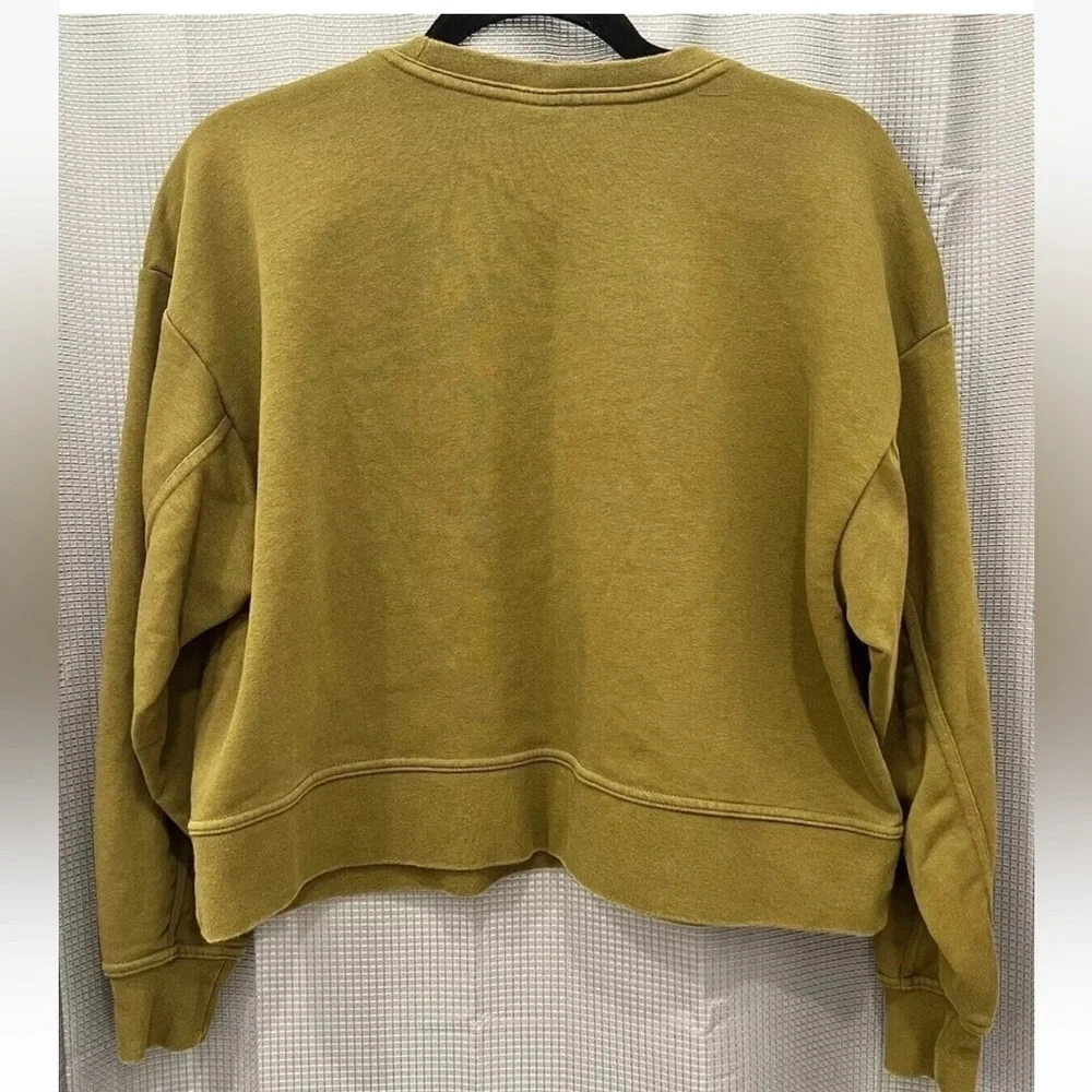 Nike Green Sherpa textured big logo Oversized Cropped Crew neck Sweatshirt